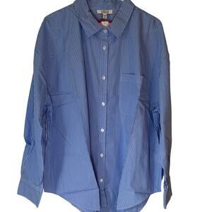 Edited by Remi Bader Oversized Button-Down Blue Pin-Striped Shirt Women's XL NWT